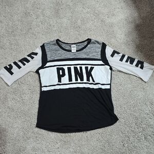 PINK Victoria's Secret Black and Gray Kids Long Sleeve Tee